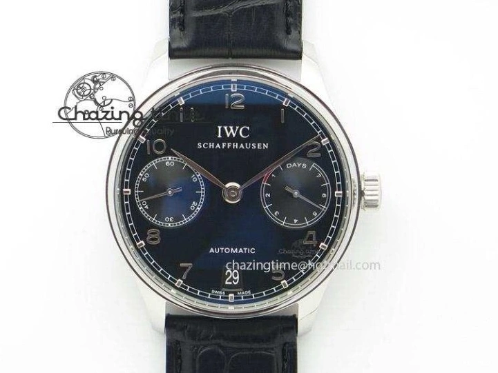 MIROTIME 0524 MoistureWicking Portuguese IW371491 ZF 1:1 Best Edition SS Blue Dial On Leather Strap A79350 (Slim Movement) V 7221